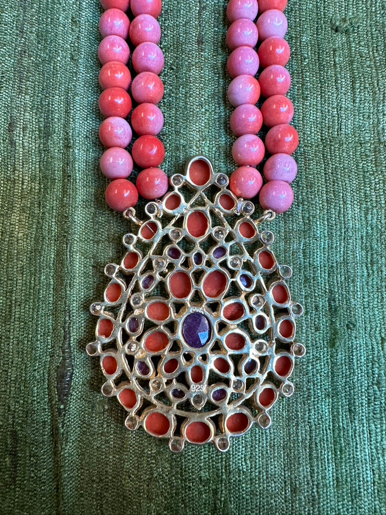 ALL THAT GLITTERS CORAL& RUBY NECKLACE