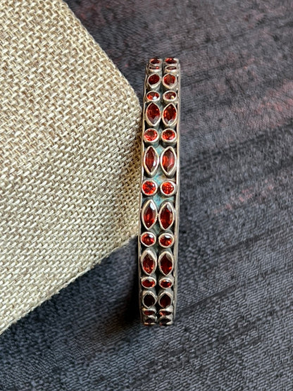 Sparkling red multiple garnet silver bracelet bangle Andrea Serrahn Serrahna
