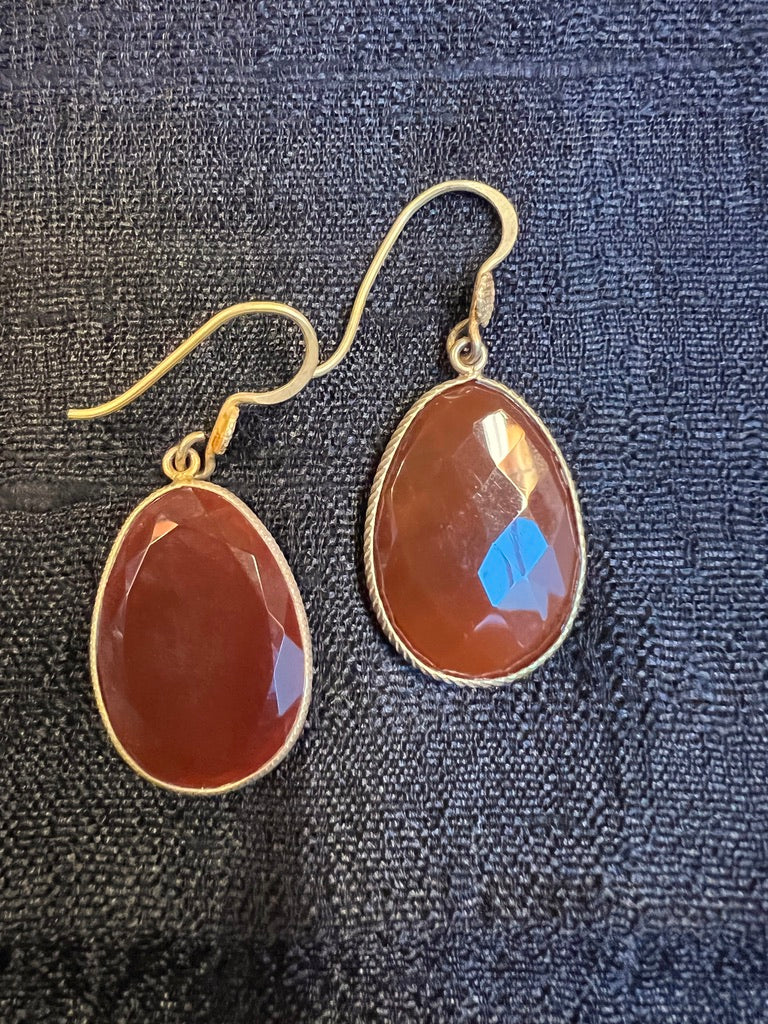 Carnelian egg shaped oval earrings Andrea Serrahn Serrahna