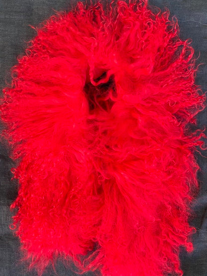 Mongolian fur collar Chinese red Andrea Serrahn Serrahna