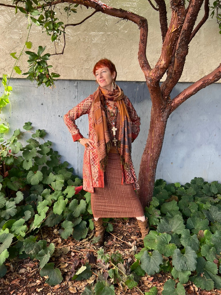 IKAT BROCADE PANEL COAT