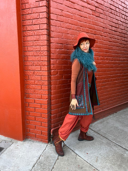 RUSSET RICH PATCHWORK SWEATER VEST