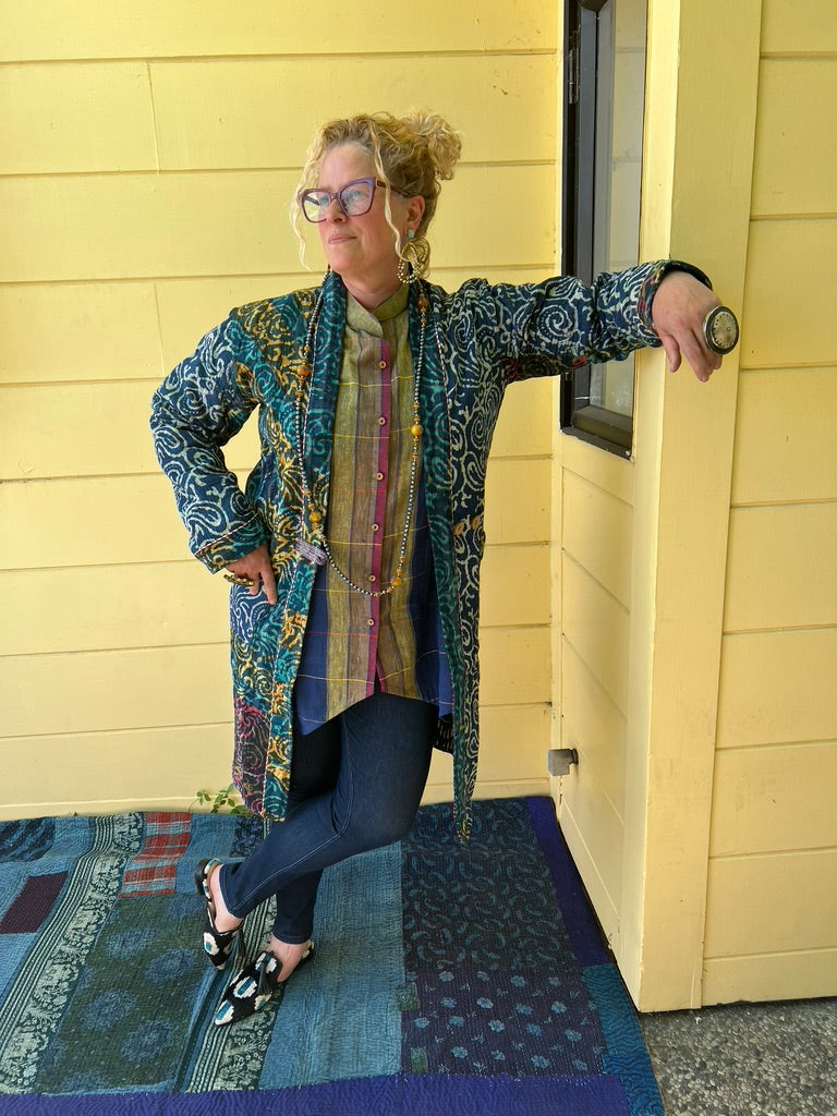 KUMAR COAT Quilted Kantha Perfection
