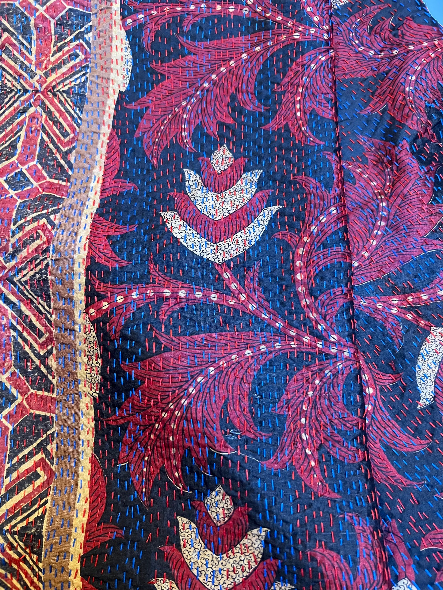 PAISLEY LEAF KANTHA SILK SCARF