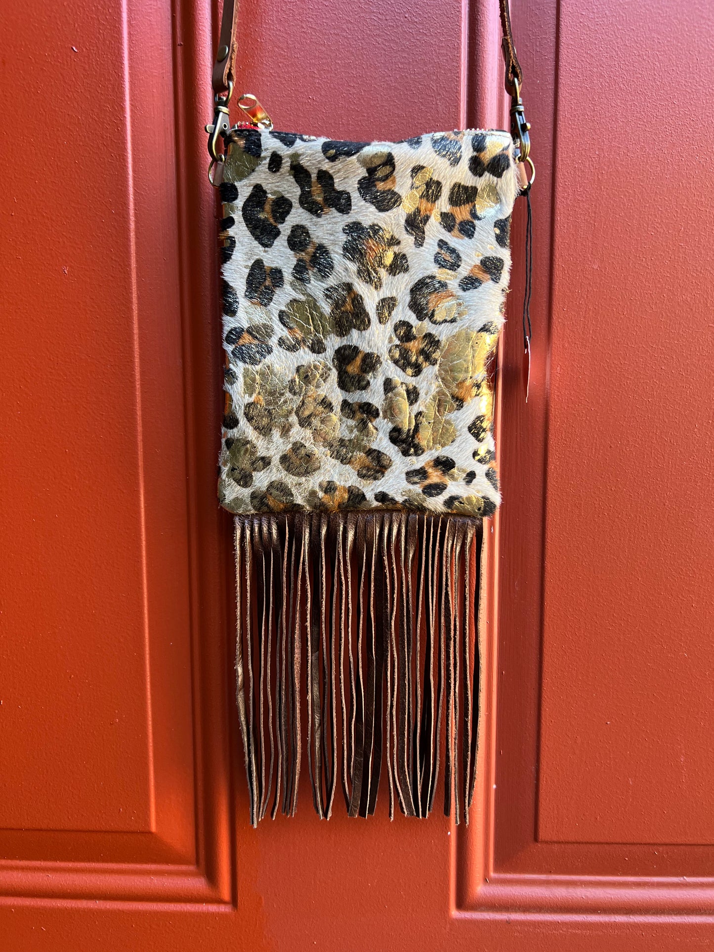 LEOPARD, CROC, FUR LEATHER CROSSBODY FRINGE BAGS