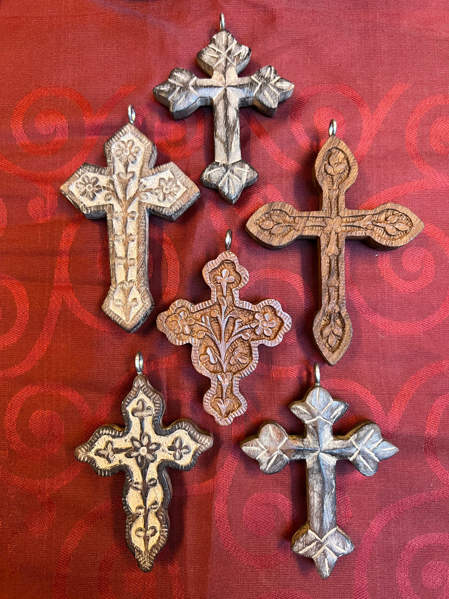 SMALL WOOD GEM STUDDED CROSSES